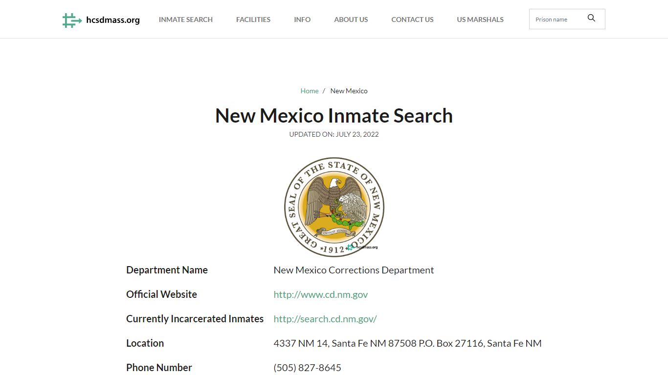 New Mexico Inmate Search – New Mexico Corrections Department Offender ...