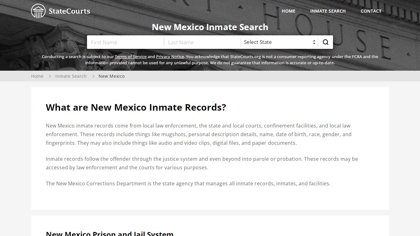 New Mexico Inmate Search, Prison and Jail Information - StateCourts